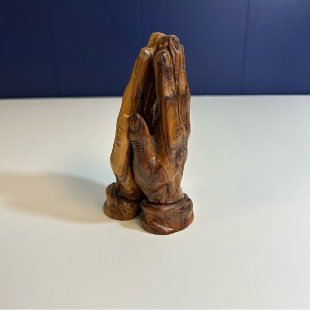 Praying Hands Carved Olive Wood Statue Made In Bethlehem